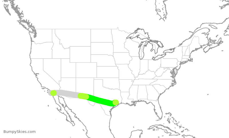 Turbulence forecast map for UAL1501, SAN to IAH