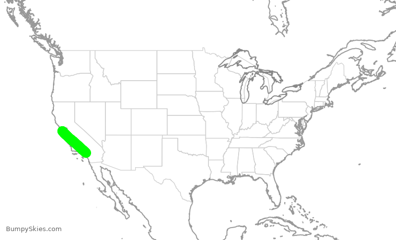 Turbulence forecast map for UAL1503, SFO to ONT