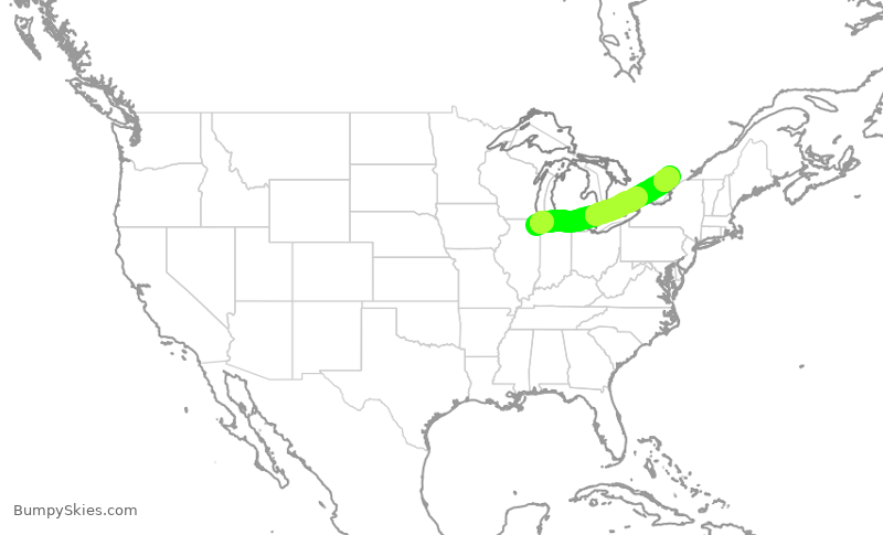 Turbulence forecast map for UAL1504, ORD to YOW