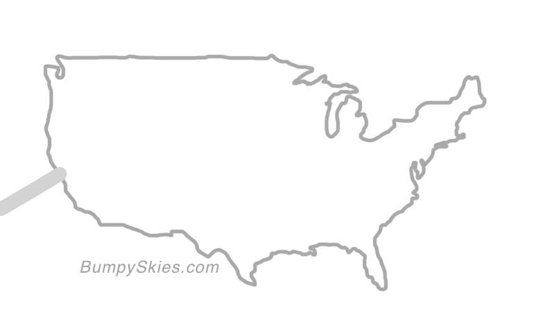 Map of continental US with illustrated flight path and turbulence forecast (described in text below)