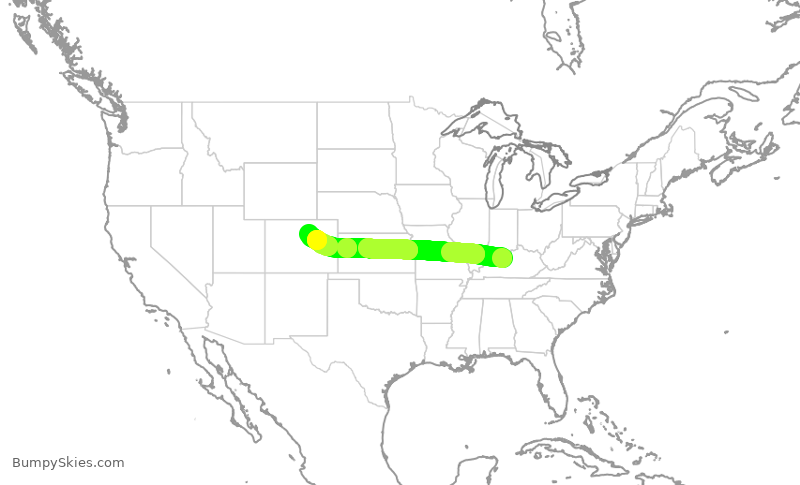 Turbulence forecast map for UAL1510, SDF to DEN