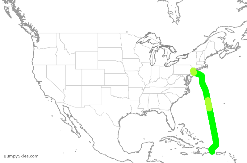 Turbulence forecast map for UAL1514, EWR to DPC