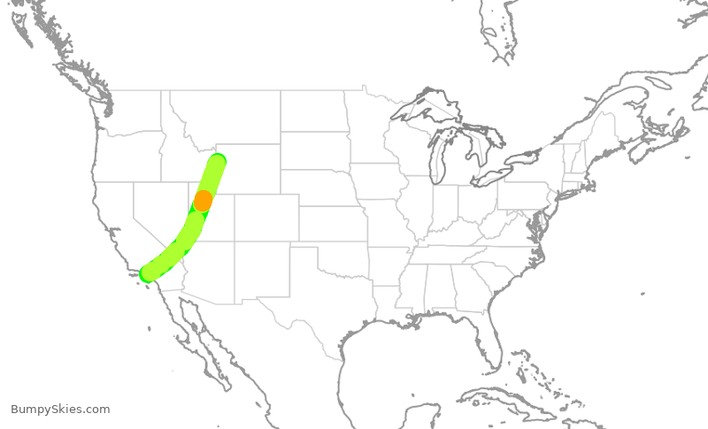 Turbulence forecast map for UAL1538, LAX to JAC