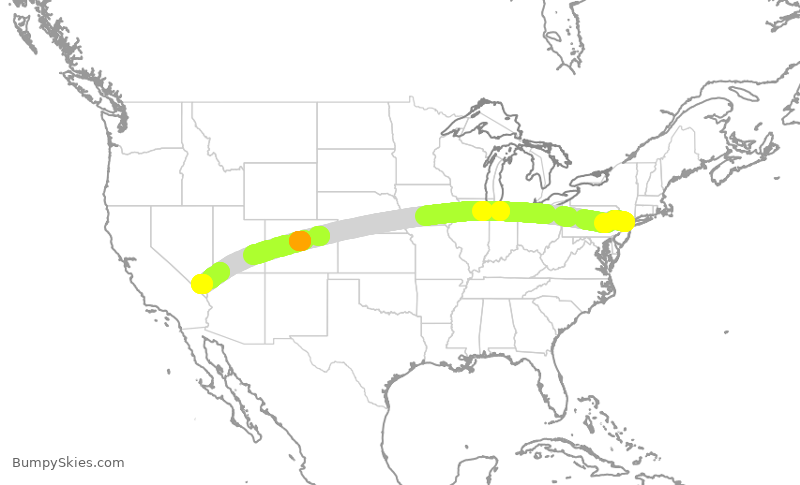 Turbulence forecast map for UAL1539, EWR to LAS