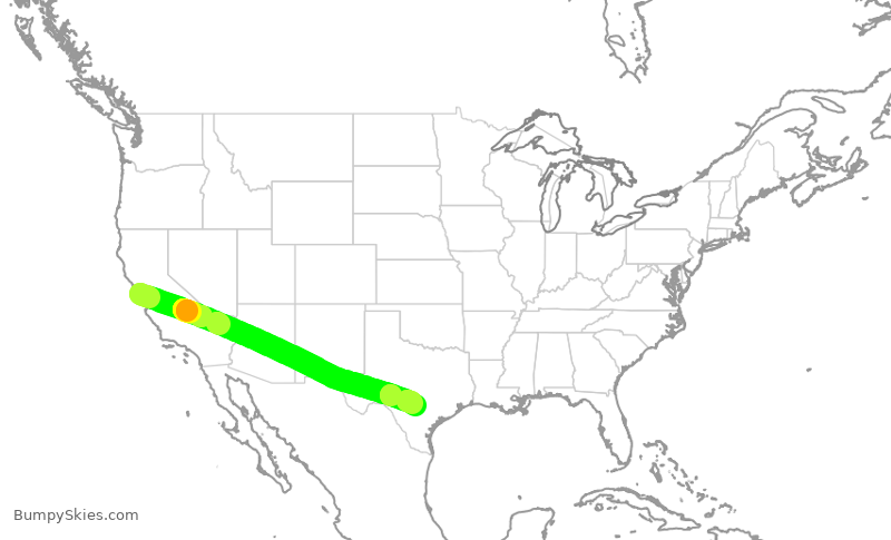 Turbulence forecast map for UAL1554, SFO to SAT
