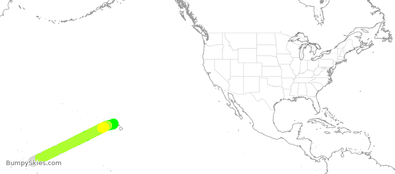 Turbulence forecast map for UAL155, MAJ to HNL