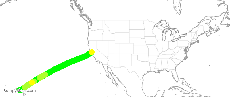 Turbulence forecast map for UAL1572, HNL to SFO