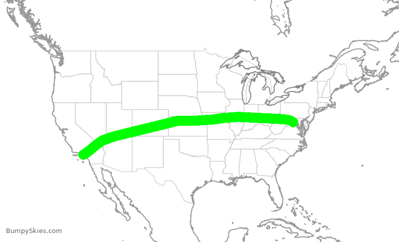 Turbulence forecast map for UAL1573, LAX to IAD