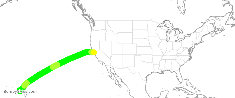 Turbulence forecast map for UAL1581, SFO to HNL