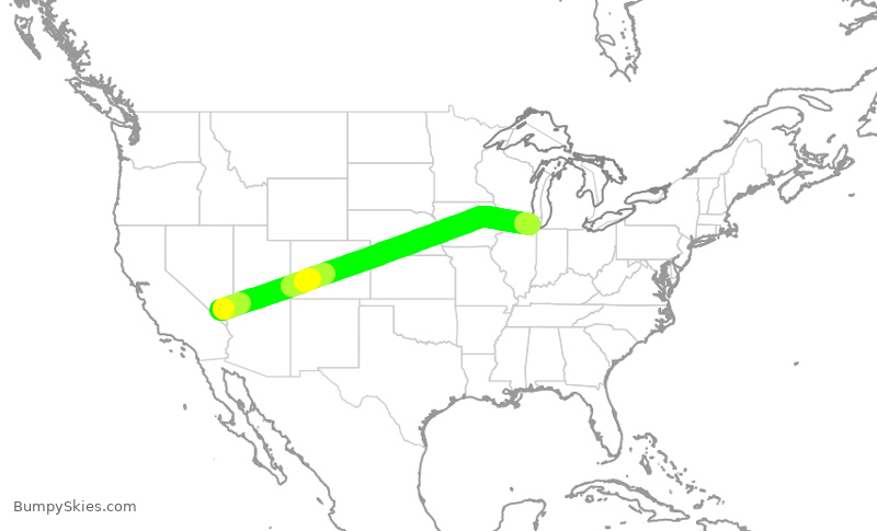 Turbulence forecast map for UAL1583, LAS to ORD