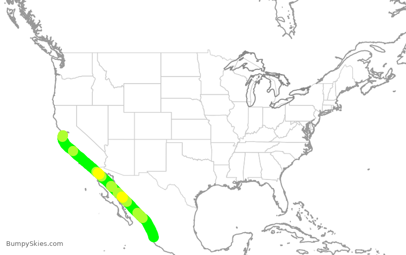 Turbulence forecast map for UAL1585, SFO to MPR