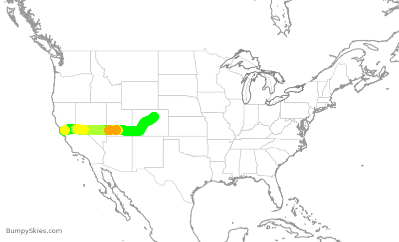 Turbulence forecast map for UAL1596, SFO to DEN
