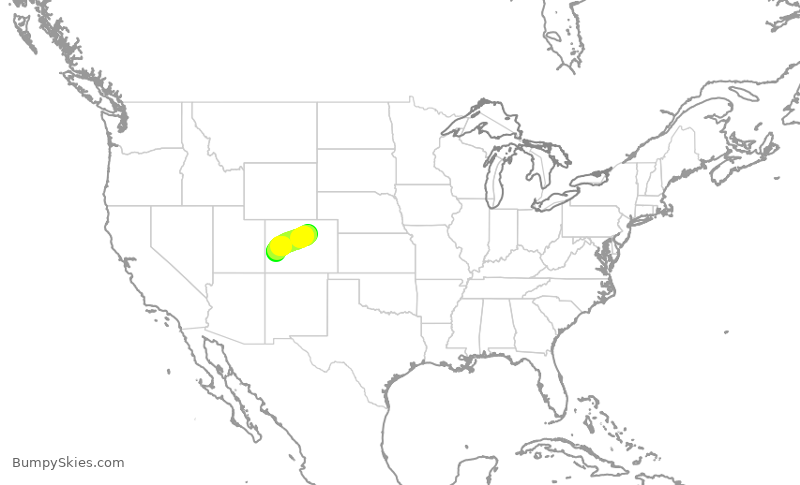 Turbulence forecast map for UAL1598, DEN to MTJ