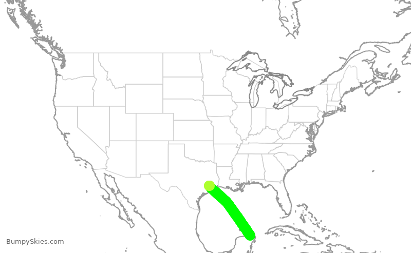 Turbulence forecast map for UAL1600, IAH to MMTL