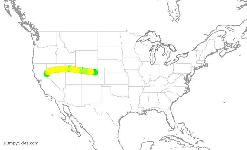 Turbulence forecast map for UAL1604, DEN to RNO