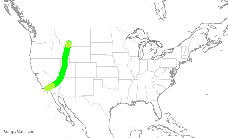 Turbulence forecast map for UAL1613, BZN to LAX