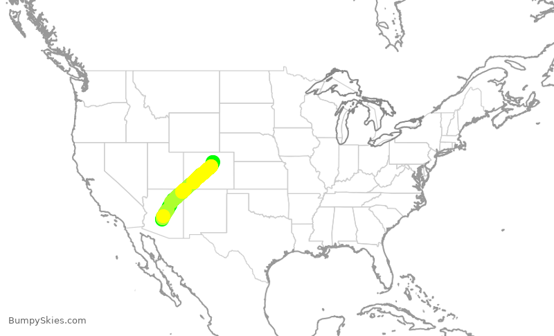 Turbulence forecast map for UAL1615, PHX to DEN