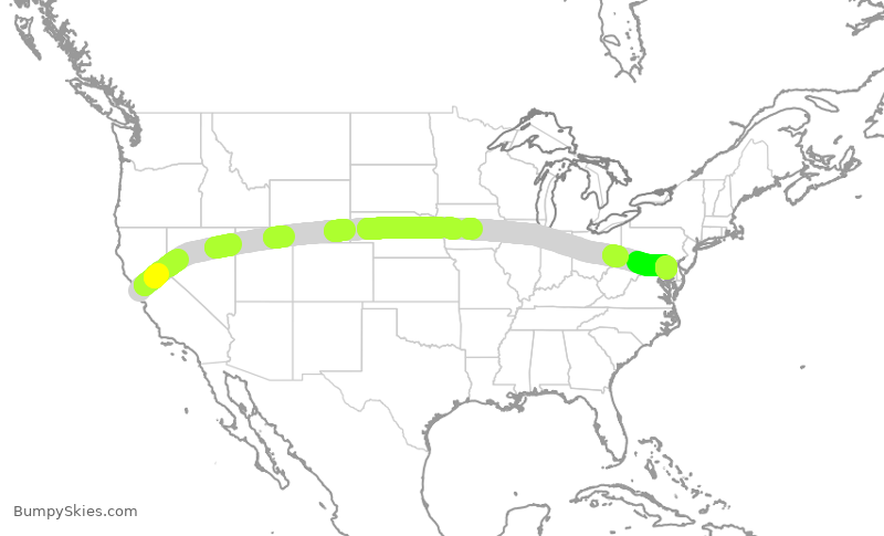 Turbulence forecast map for UAL1646, SFO to BWI