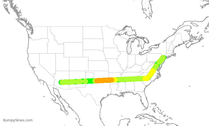 Turbulence forecast map for UAL1649, PHX to EWR