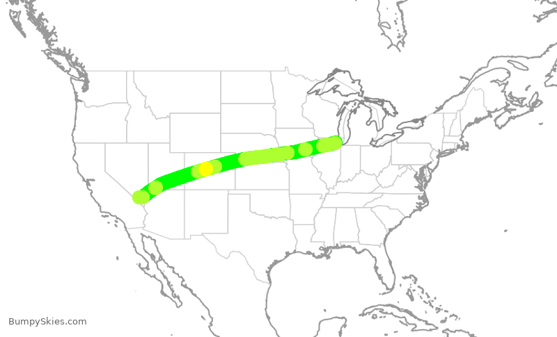 Turbulence forecast map for UAL1653, ORD to LAS