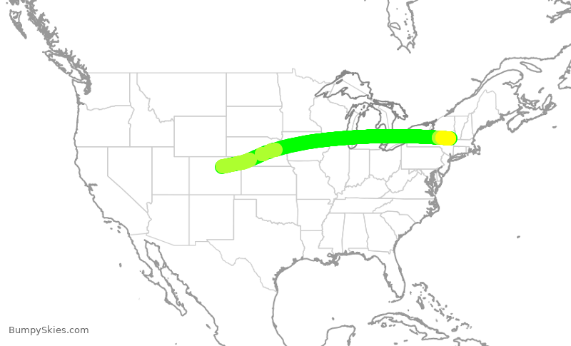 Turbulence forecast map for UAL1662, DEN to ALB