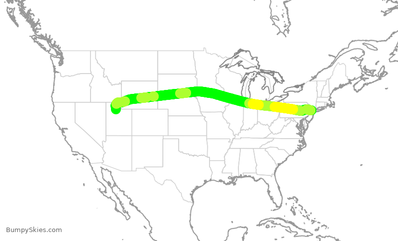 Turbulence forecast map for UAL1662, EWR to SLC