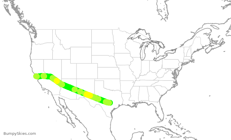 Turbulence forecast map for UAL1668, AUS to SFO
