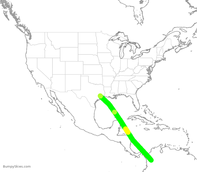 Turbulence forecast map for UAL1675, IAH to MDE