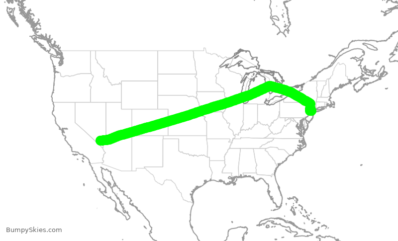 Turbulence forecast map for UAL1681, LAS to EWR