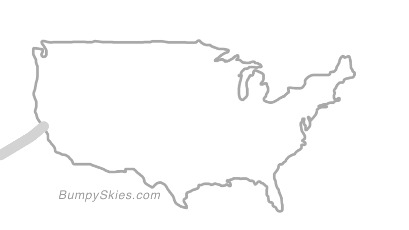 Map of continental US with illustrated flight path and turbulence forecast (described in text below)