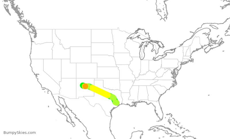 Turbulence forecast map for UAL1691, ABQ to IAH