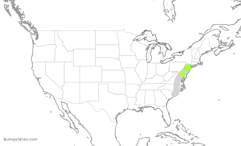 Turbulence forecast map for UAL1692, MYR to EWR