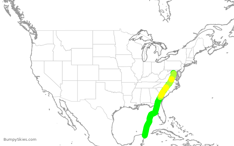 Turbulence forecast map for UAL1694, MUN to IAD