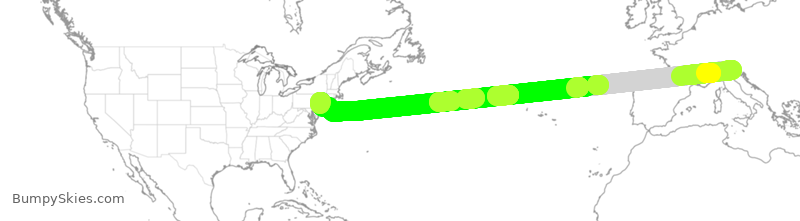 Turbulence forecast map for UAL169, IPZ to EWR