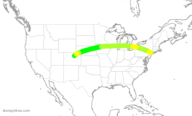Turbulence forecast map for UAL1707, LGA to DEN