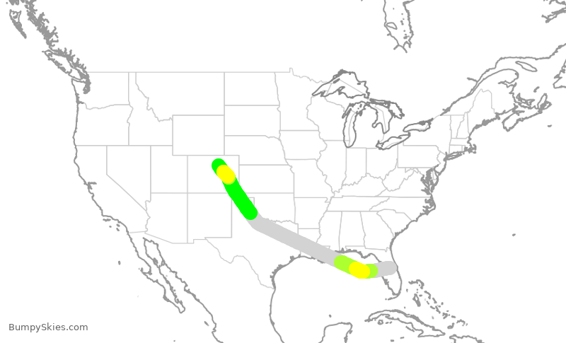 Turbulence forecast map for UAL1714, MCO to DEN