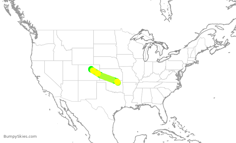 Turbulence forecast map for UAL1714, TUL to DEN
