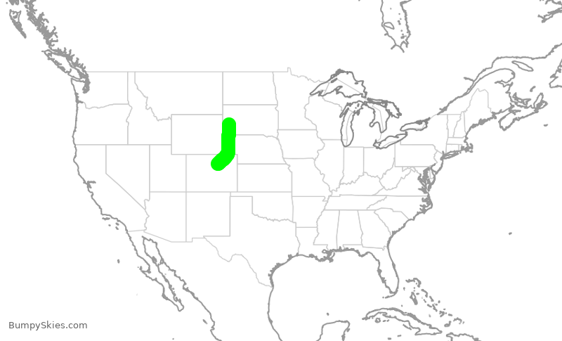 Turbulence forecast map for UAL1720, RAP to DEN