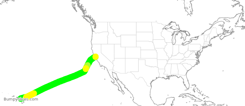 Turbulence forecast map for UAL1726, HOG to SFO