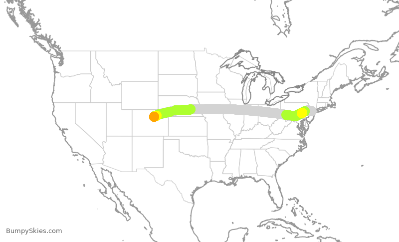 Turbulence forecast map for UAL1729, EWR to DEN