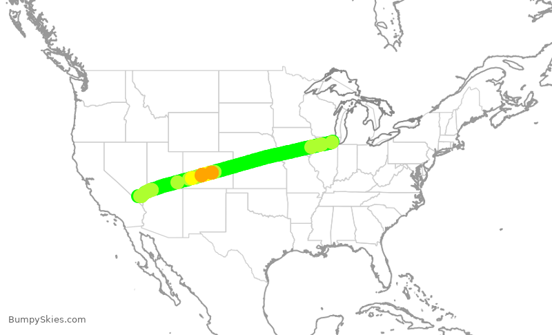 Turbulence forecast map for UAL1733, ORD to LAS