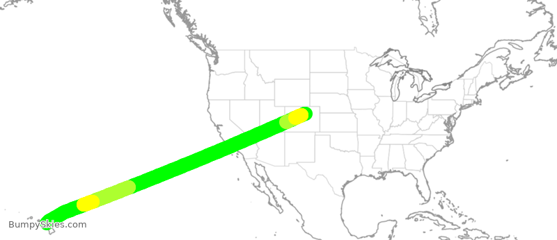 Turbulence forecast map for UAL1736, DEN to OGG