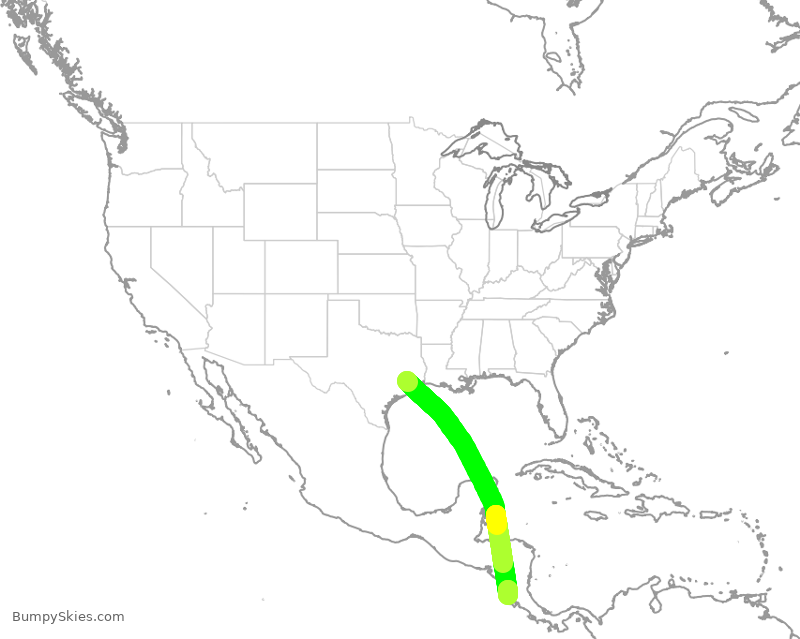 Turbulence forecast map for UAL1737, IAH to LIR