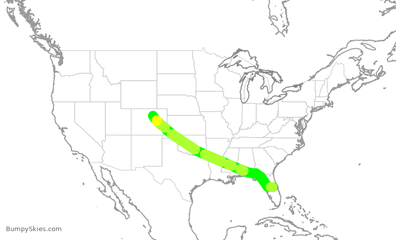 Turbulence forecast map for UAL1739, MCO to DEN