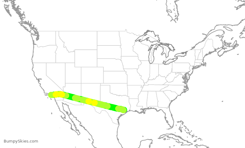 Turbulence forecast map for UAL1743, IAH to LAX