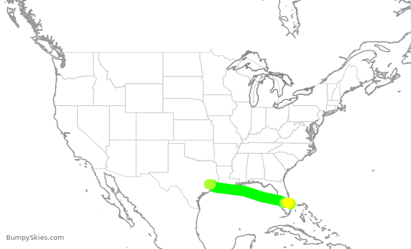 Turbulence forecast map for UAL1752, PBI to IAH