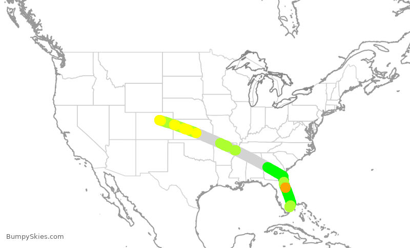 Turbulence forecast map for UAL1753, DEN to FLL