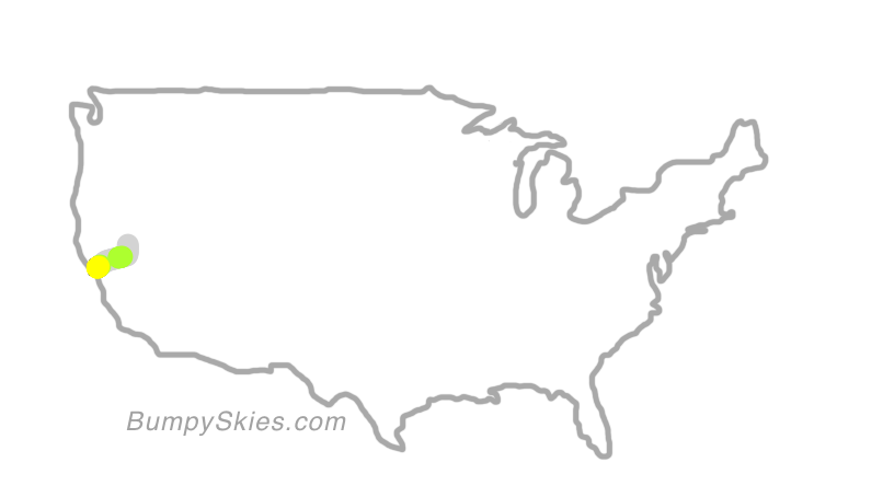 Map of continental US with illustrated flight path and turbulence forecast (described in text below)