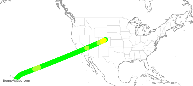Turbulence forecast map for UAL1758, DEN to KOA