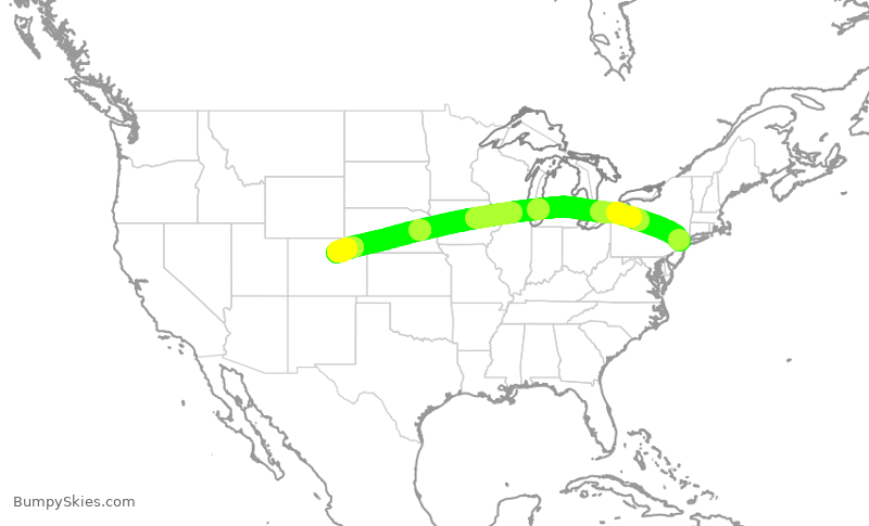 Turbulence forecast map for UAL1770, EWR to DEN